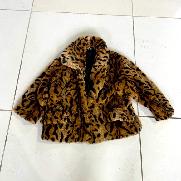 Miu Miu Leopard Print Faux Fur Coat